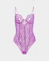 Kiki De Montparnasse Leche Moi Embroidered Tulle Bodysuit In Purple