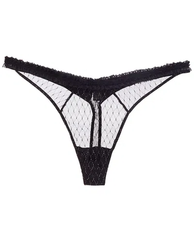 Kiki De Montparnasse Les Follies Satin-trimmed Metallic Tulle Thong In Black