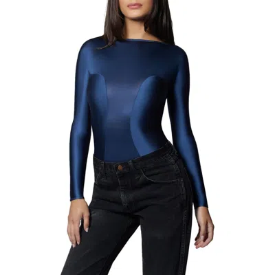 Kiki De Montparnasse Liquid Contour Backless Bodysuit In Blue