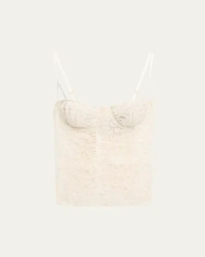 Kiki De Montparnasse Lola Stretch Tulle And Charmeuse Bustier In Ivory