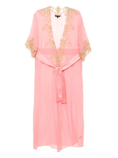 Kiki De Montparnasse Long Orchid Robe In Pink