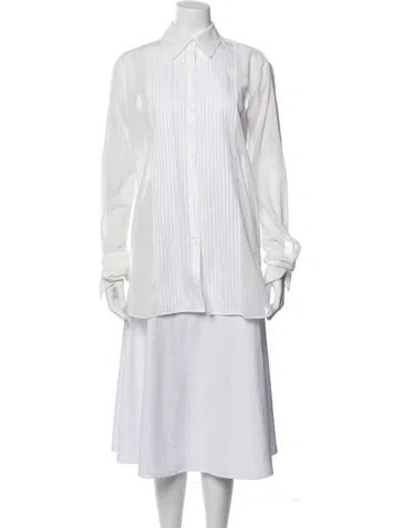 Pre-owned Kiki De Montparnasse Long Sleeve Button-up Top In White