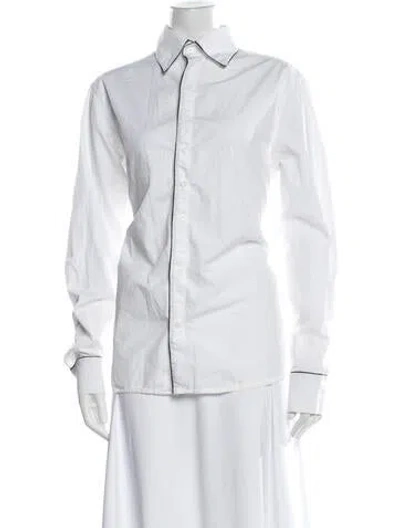 Pre-owned Kiki De Montparnasse Long Sleeve Button-up Top In White