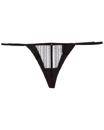 Kiki De Montparnasse Margot Silk-blend Satin-trimmed Embroidered Tulle Thong In Black