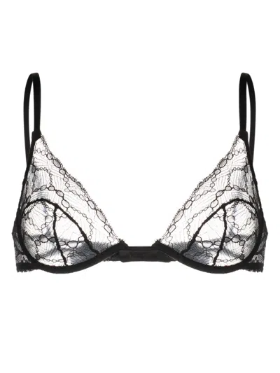 Kiki De Montparnasse Women's Mon Cheri Sheer Lace Demi Bra In Black