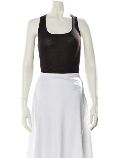 Pre-owned Kiki De Montparnasse Nylon Scoop Neck Crop Top In Black