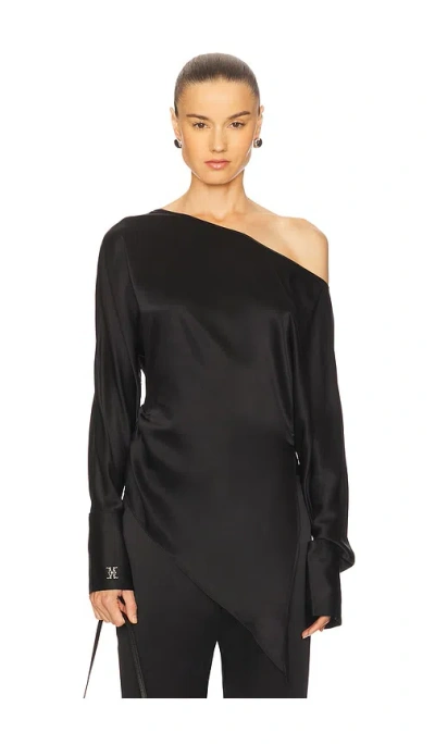 Kiki De Montparnasse Off Shoulder Monogram Silk Top In Black