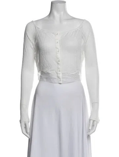Pre-owned Kiki De Montparnasse Off-the-shoulder Long Sleeve Top W/ Tags In White