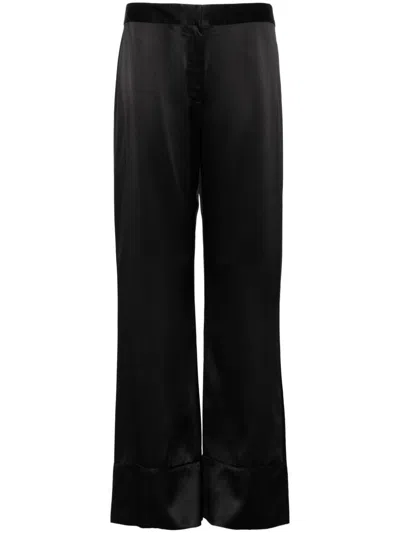 Kiki De Montparnasse Oversized Silk Trousers In Black