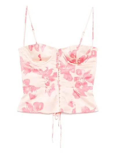 Kiki De Montparnasse Papillon Et Orchidee Corset In Rose Sucre
