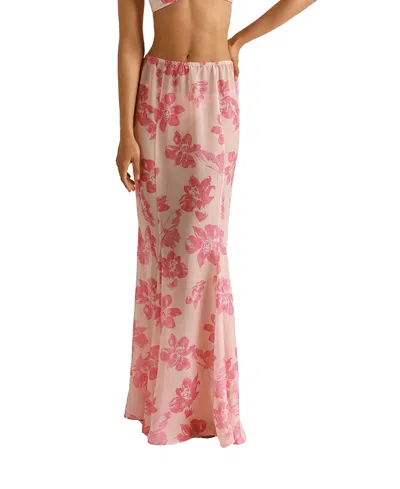 Kiki De Montparnasse Papillon Et Orchidee Maxi Skirt In Pink
