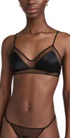 Kiki De Montparnasse Peep Show Tulle-trimmed Silk-blend Satin Soft-cup Bra In Black