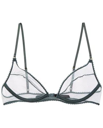 Kiki De Montparnasse Perle Plunge Silk-trim Bra In Green
