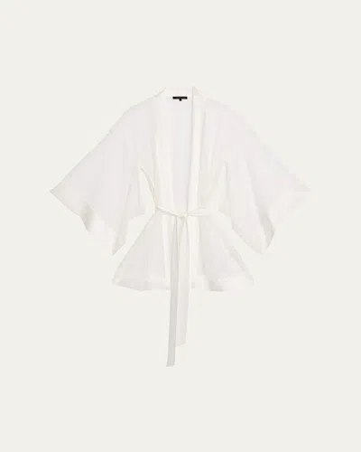 Kiki De Montparnasse Petite Fleur Sheer Lace Kimono Robe In White