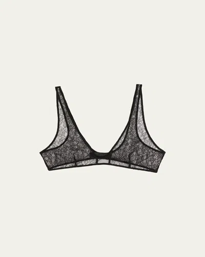Kiki De Montparnasse Petite Fleur Wireless Floral Lace Bra In Black