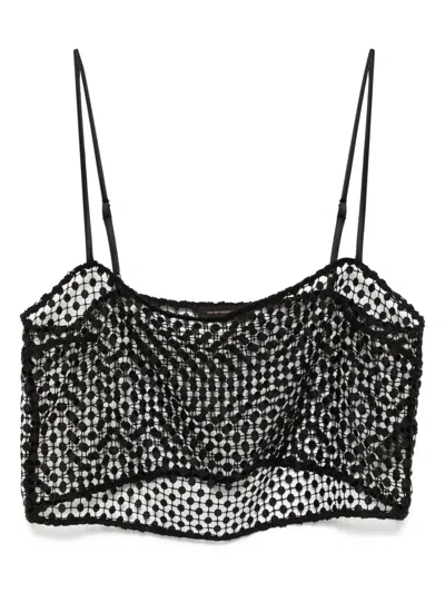 Kiki De Montparnasse Pointelle Bandeau Top In Black