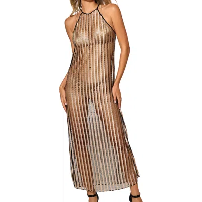 Kiki De Montparnasse Rayee Halter Tie Dress In Brown