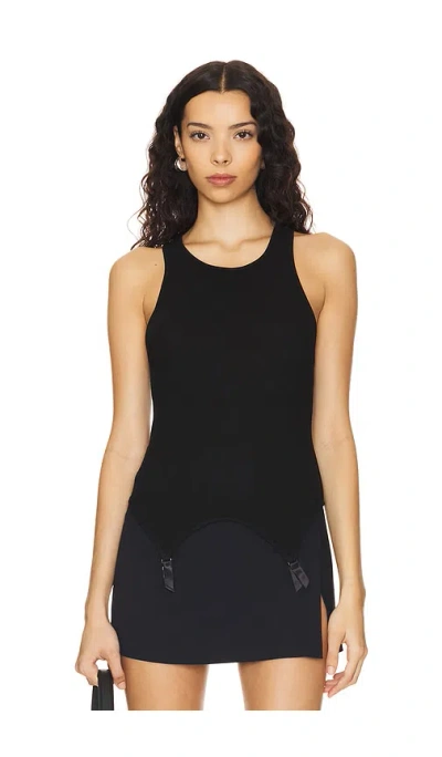 Kiki De Montparnasse Ribbed Garter Tank In Black
