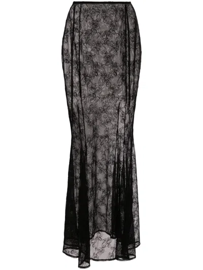 Kiki De Montparnasse Rose Maxi Skirt In Black