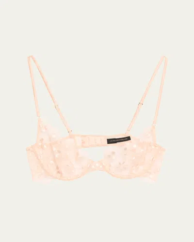 Kiki De Montparnasse Rosette Embroidered Demi Bra In Pink