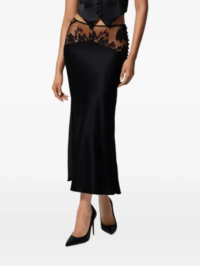 Kiki De Montparnasse Sabine Lace-trim Maxi Skirt In Black