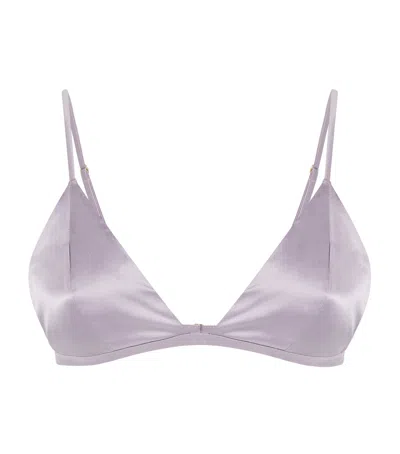 Kiki De Montparnasse Triangle-cup Silk Bra In Purple