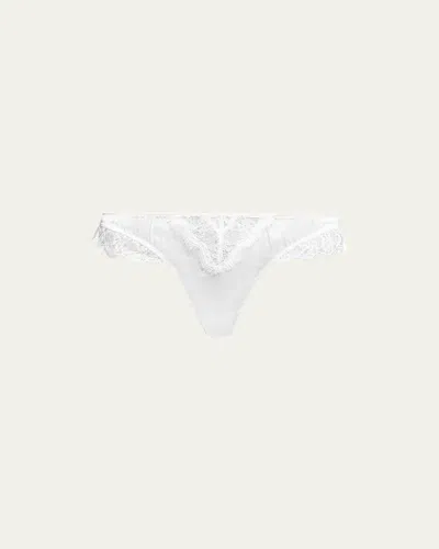 Kiki De Montparnasse Sensuel Lace-trim Silk Thong In White