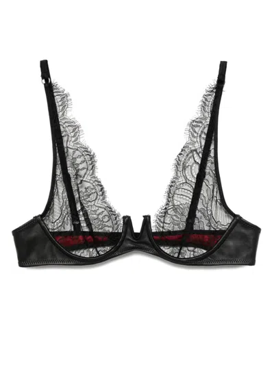 Kiki De Montparnasse Sheer Lace Triangle-cup Bra In Black