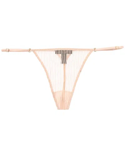 Kiki De Montparnasse Sheer Striped Lace G-string In Pink