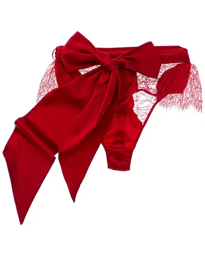 Kiki De Montparnasse Silk-blend Camaret High Waisted Thong In Red
