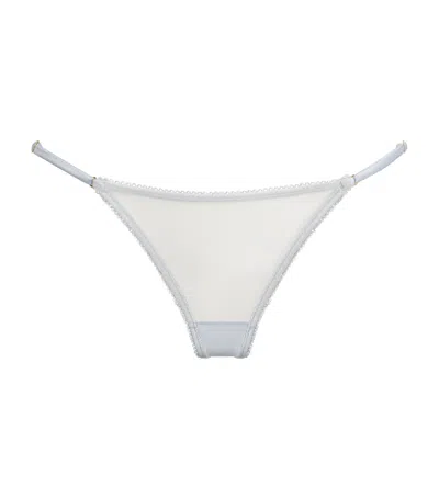 Kiki De Montparnasse Silk-blend Chouchou Thong In Blue