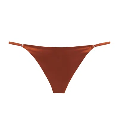 Kiki De Montparnasse Silk-blend Tous Les Jours Thong In Brown