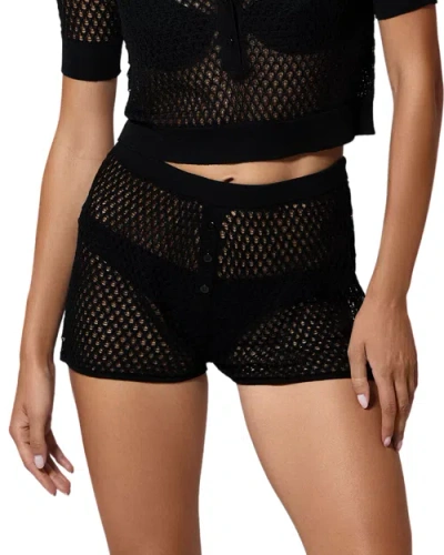 Kiki De Montparnasse Silk Crochet Short In Black