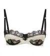Kiki De Montparnasse Lace-inset Silk Balconette Bra In Grey
