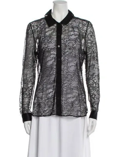 Pre-owned Kiki De Montparnasse Silk Lace Pattern Blouse In Black