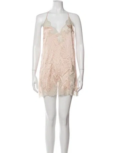 Pre-owned Kiki De Montparnasse Silk Lace Pattern Nightgown In Neutrals/pink