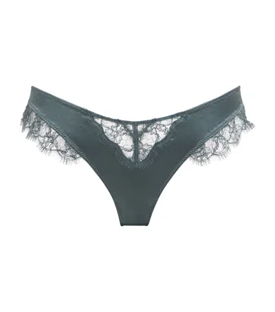 Kiki De Montparnasse Silk-lace Thong In Blue