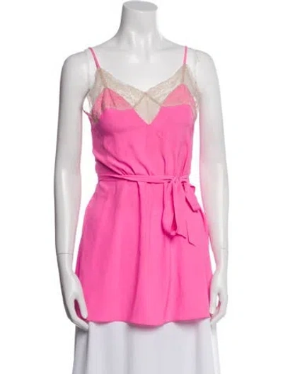 Pre-owned Kiki De Montparnasse Silk Lace Trim Embellishment Pajamas In Pink