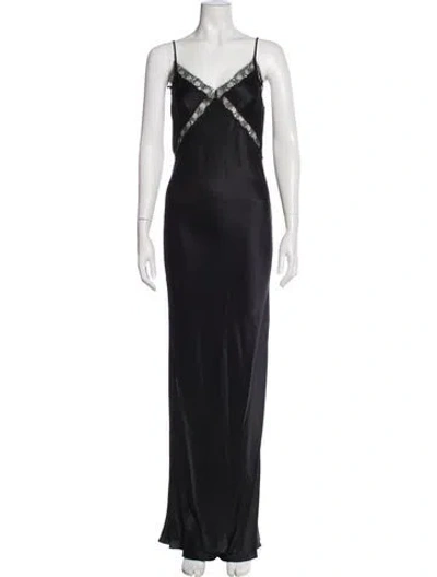 Pre-owned Kiki De Montparnasse Silk Long Dress W/ Tags In Black