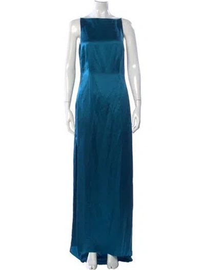 Pre-owned Kiki De Montparnasse Silk Long Dress W/ Tags In Blue