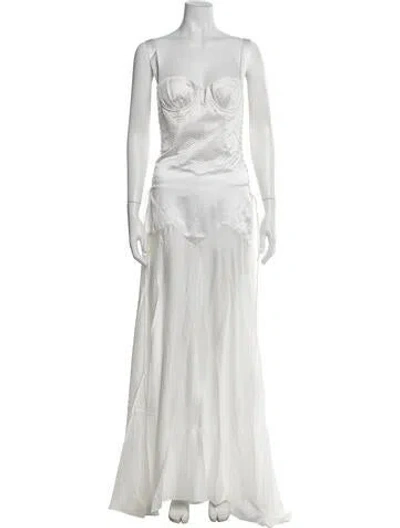 Pre-owned Kiki De Montparnasse Silk Long Dress In White