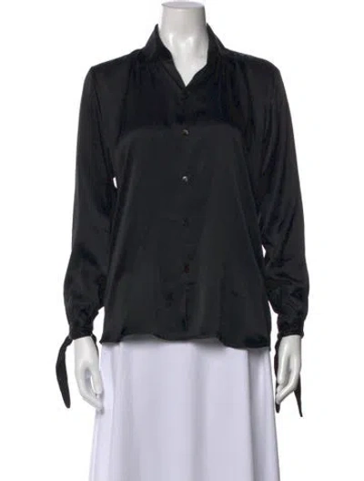 Pre-owned Kiki De Montparnasse Silk Long Sleeve Blouse In Black