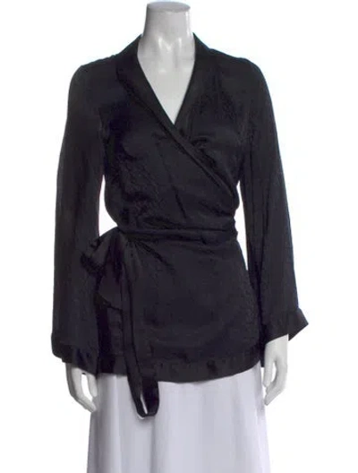 Pre-owned Kiki De Montparnasse Silk Patterned Blouse In Black
