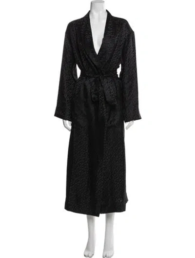 Pre-owned Kiki De Montparnasse Silk Patterned Robe In Black