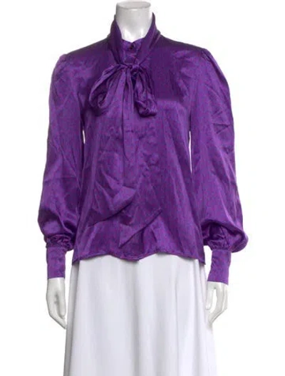 Pre-owned Kiki De Montparnasse Silk Printed Blouse W/ Tags In Blue/purple