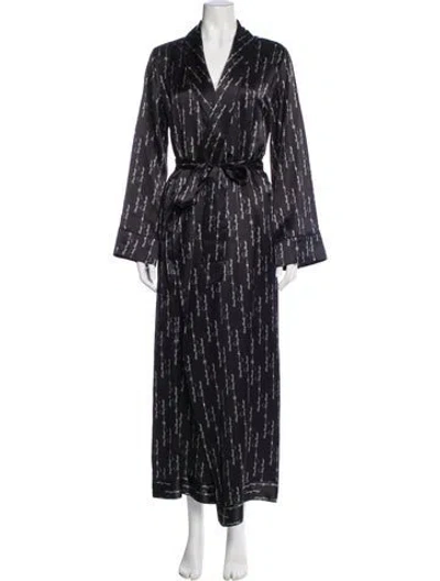 Pre-owned Kiki De Montparnasse Silk Printed Robe In Blue