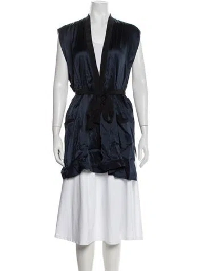 Pre-owned Kiki De Montparnasse Silk Robe W/ Tags In Blue