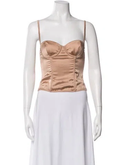 Pre-owned Kiki De Montparnasse Silk Square Neckline Bodysuit In Neutral