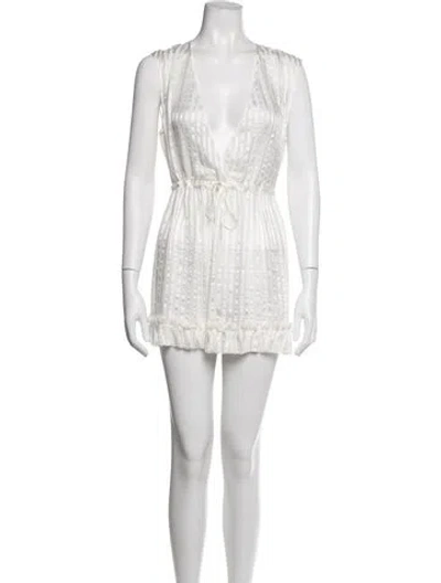 Pre-owned Kiki De Montparnasse Silk Striped Nightgown W/ Tags In White