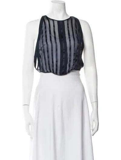 Pre-owned Kiki De Montparnasse Silk Striped Top In Black
